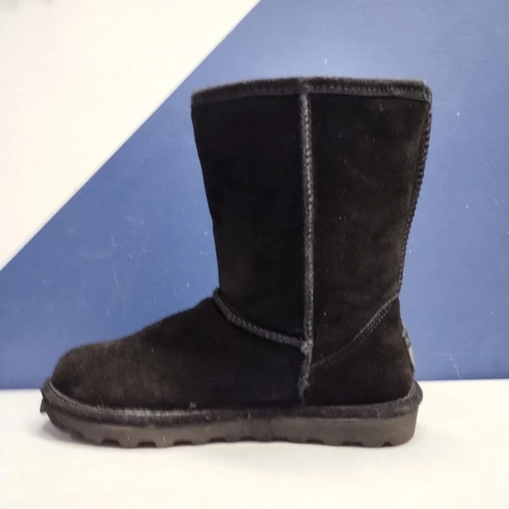 Bearpaw Elle Winter Boots Womens US Size 8 Black Fluffy Lined Mid Calf Round Toe